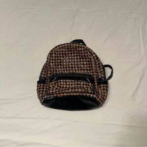 Woven Leather Brown and Black Backpack